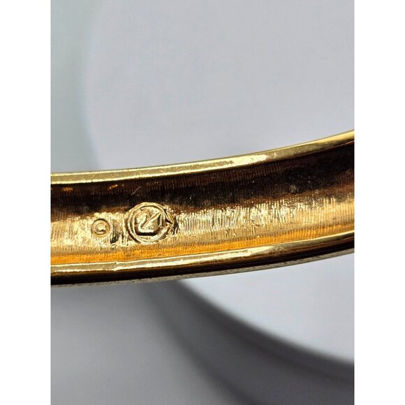 Swarovski Swan Signed Gold Tone Clamper Cuff Bracelet Pave Crystal Bangle - Picture 3 of 6